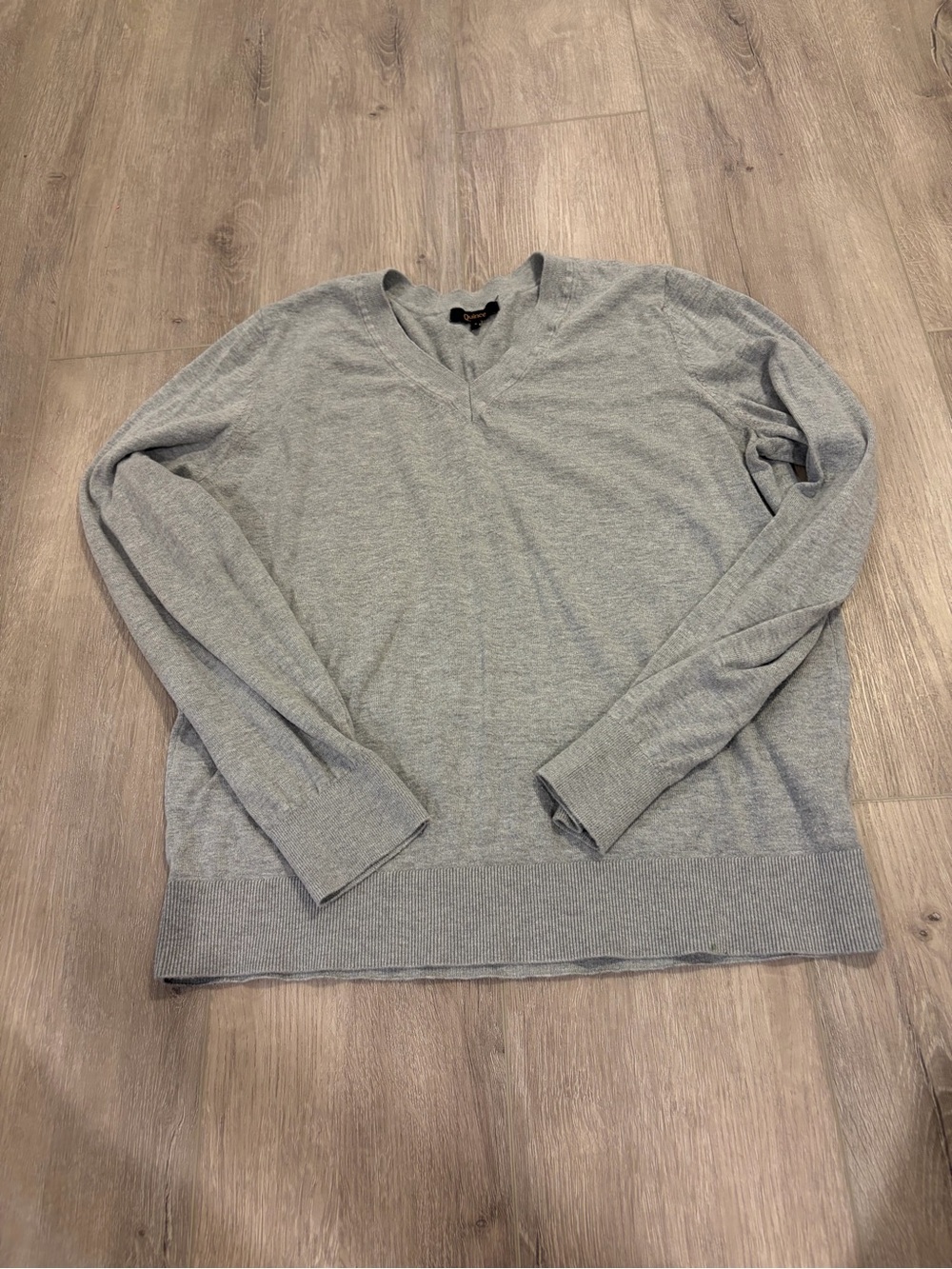 Quince Gray V-Neck Knit Sweater